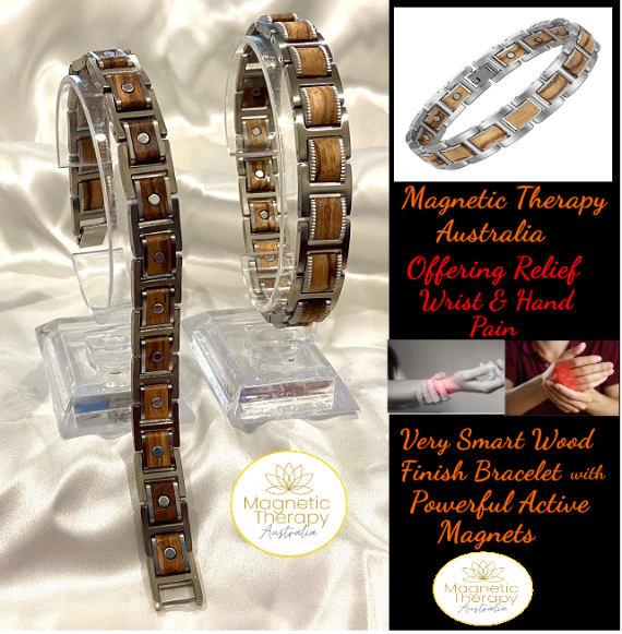 Titanium Zebra Special Wood Magnetic Therapy Link Bracelet