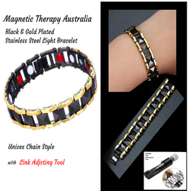 Unisex Stainless Steel 4 in1 Magnetic Therapy Bracelet - Med Size 19.5cm