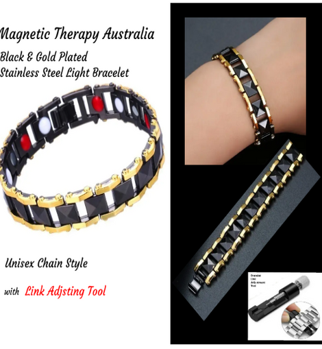 Unisex Stainless Steel 4 in 1 Magnetic Therapy Bracelet Medium Size 19.5cm