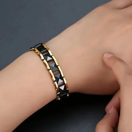 Unisex Stainless Steel 4 in1 Magnetic Therapy Bracelet - Med Size 19.5cm