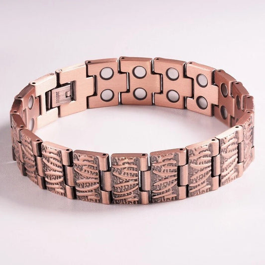 Pure Copper Vintage Rugged Style Magnetic Bracelet - Double Strength Magnets