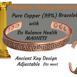 Greek Key Symbol Therapeutic Copper Magnetic Cuff Bracelet - Unisex