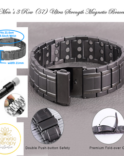 Men's Triple Strength Advanced Rare Earth Magnetic Bracelet, Grey