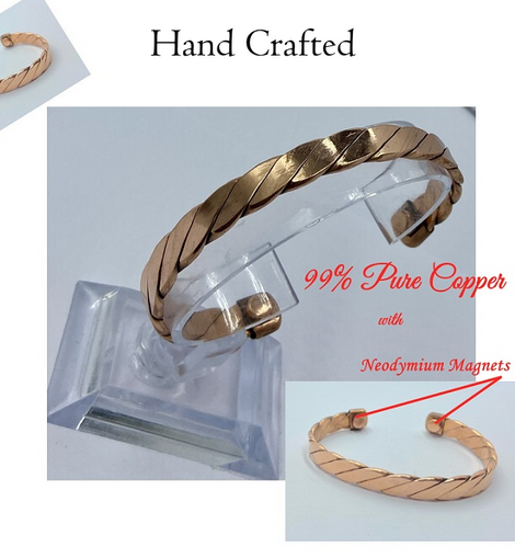 Magnetic Therapy Hand Made Copper Bracelet - Cuff Twist Design