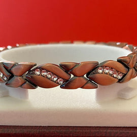 Ladies Inspire Magnetic Copper Health Bracelet - Diamond Shape Zirconia Inlay