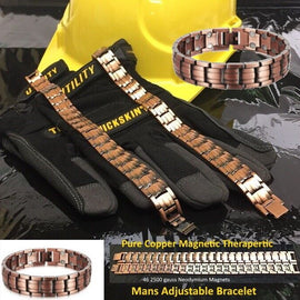 Mans 99.9% Solid Copper Magnetic PLUS Therapy Health Bracelet