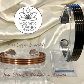 Copper Cuff Magnetic Therapy Power Bracelet in Black or Natural Colour