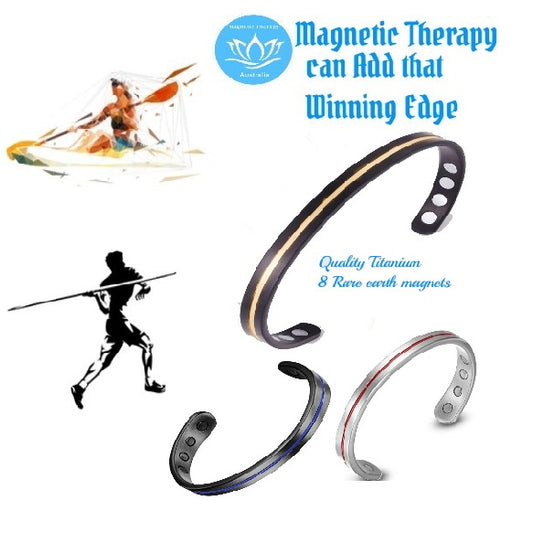 Sports Power Magnetic Therapy Bracelet - Black Blue Strip