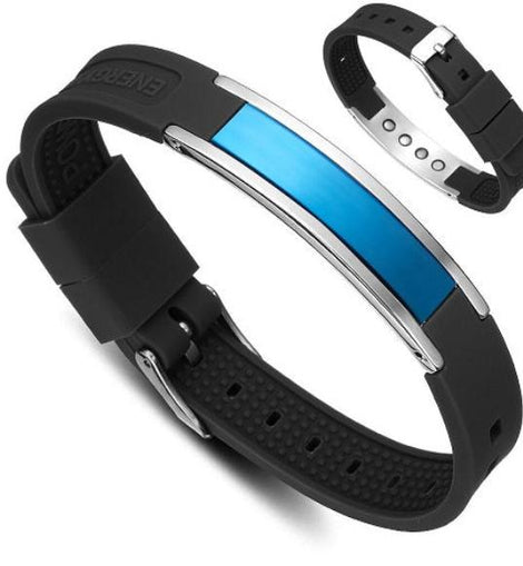 Sports Silicone Bracelet Fashion Functional & Magnetic Therapy - Blue