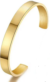 Mens Cuff Gold Stainless Steel Bracelet 6mm wide