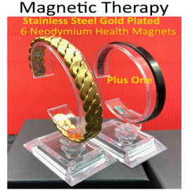 Magnetic Therapy S/Steel Gold Plated Bracelet Dual Row Magnets, Plus One