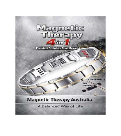 Premium Stainless Steel 4 in 1 Magnetic Therapy Bracelet - Silver grey