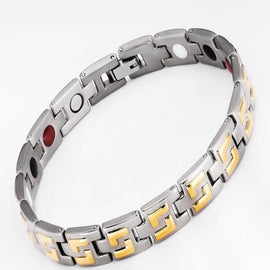 Pure Titanium Silver & Gold 4 in 1 Element Magnetic Bracelet