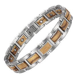 Titanium Magnetic Therapy Bracelet Smart Wood Finish -Light 28g Health relief