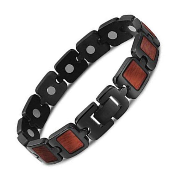 Titanium Natural Special Wood Magnetic Therapy Link Bracelet