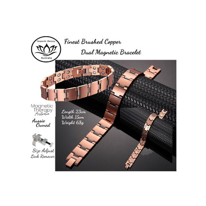 Brushed Pure Copper Dual Row Magnetic Bracelet