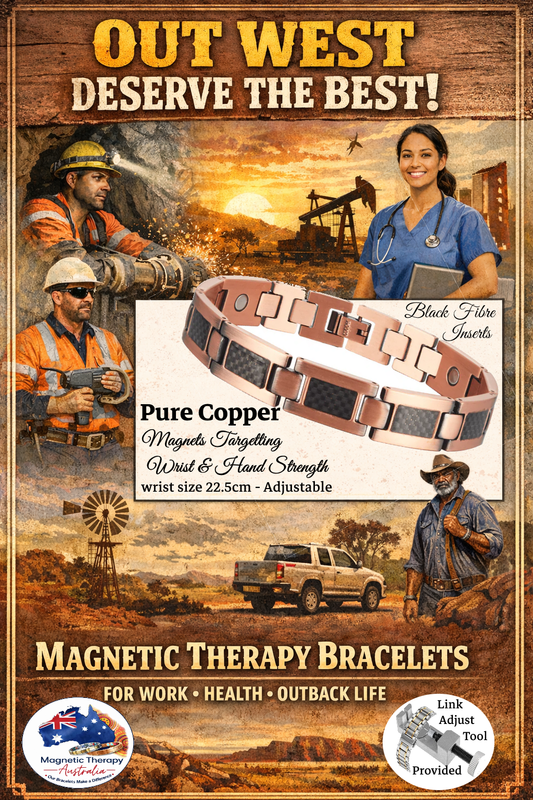 Magnetic Copper Link Bracelet Black Carbon Inlay