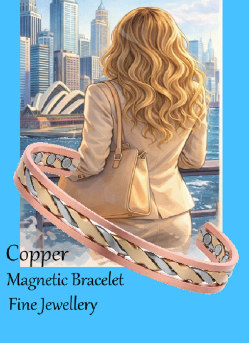 Copper Therapy Magnetic Fine Jewellery Bracelet - Gold Silver Tone