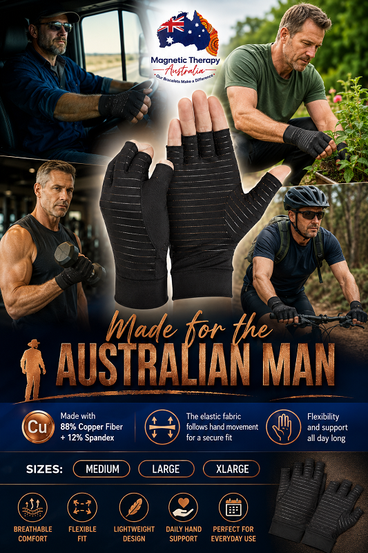 Men's Copper Fibre Half-Finger Compression Gloves