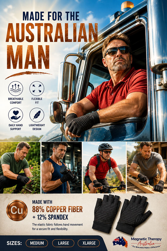 Men's Copper Fibre Half-Finger Compression Gloves