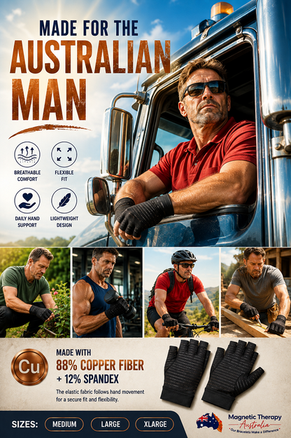Men's Copper Fibre Half-Finger Compression Gloves