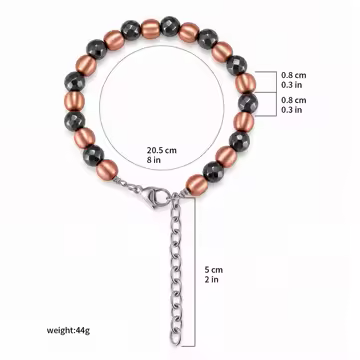 Handcrafted Copper & Black Magnetic Hematite Bracelet