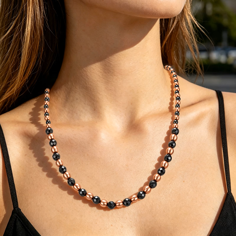 Handcrafted Copper & Black Magnetic Hematite Necklace