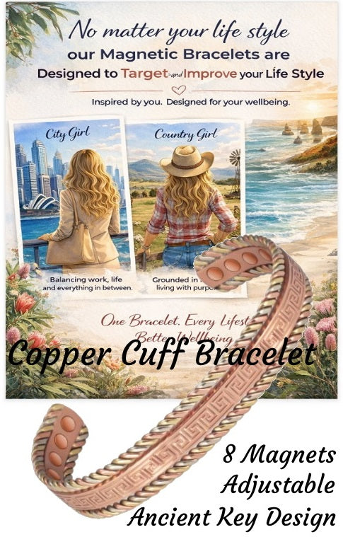 Pure Copper Magnetic Therapy Bracelet - 8 Magnets Balance & Energy