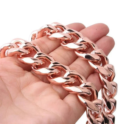 Solid Copper Cuban Chain Necklace 23"57cm Cuban Link Style