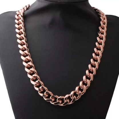 Solid Copper Cuban Chain Necklace 23"57cm Cuban Link Style