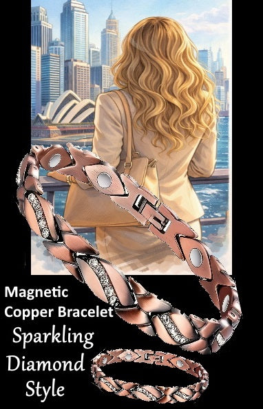 Copper Therapy Magnetic Bracelet - Zirconia Inlay
