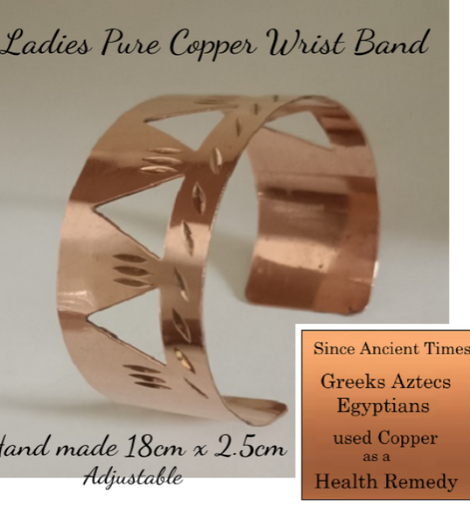 Copper Cup Ladies Wristband Cut Out Pyramid Design Magnetic Therapy Australia