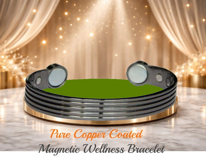 Pure Copper Black Magnetic Wrist Band - 6 Rare Earth Magnets