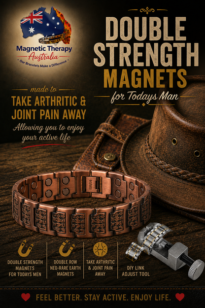 Men's Copper Band Magnetic Therapy Bracelet – Double Strength Magnets