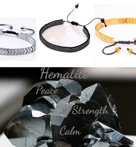 Hematite Bracelet Black& More - Assists adding Energy Stability & Balance