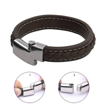 Premium Brown Leather with White Stitch Bracelet