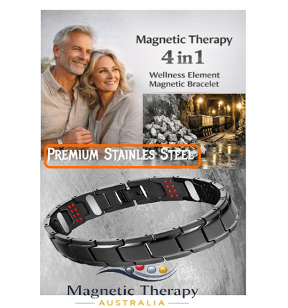 Premium Stainless Steel 4 in 1 Magnetic Therapy Bracelet - Black