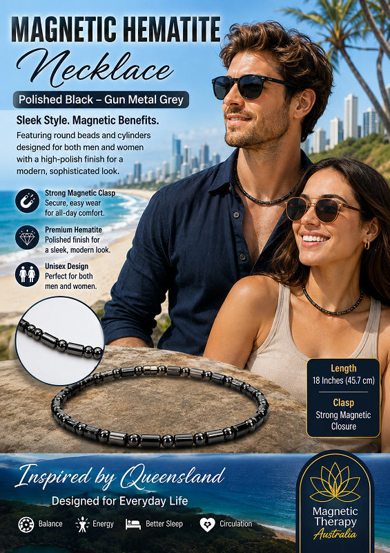Magnetic Healing - Necklace Magnetic Hematite - Gunmetal Grey