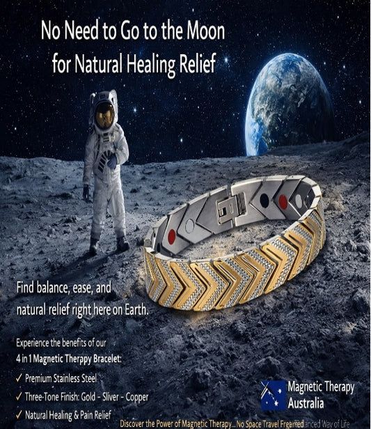 Magnetic 4 Element Health Balance Bracelet - 3 Tone Stainless Steel