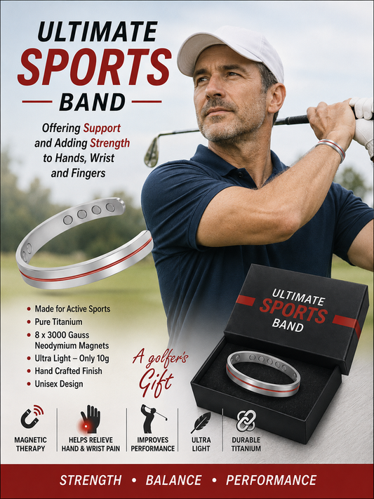 Titanium Power Sports Magnetic Therapy Bracelet - No Pain Improve Game