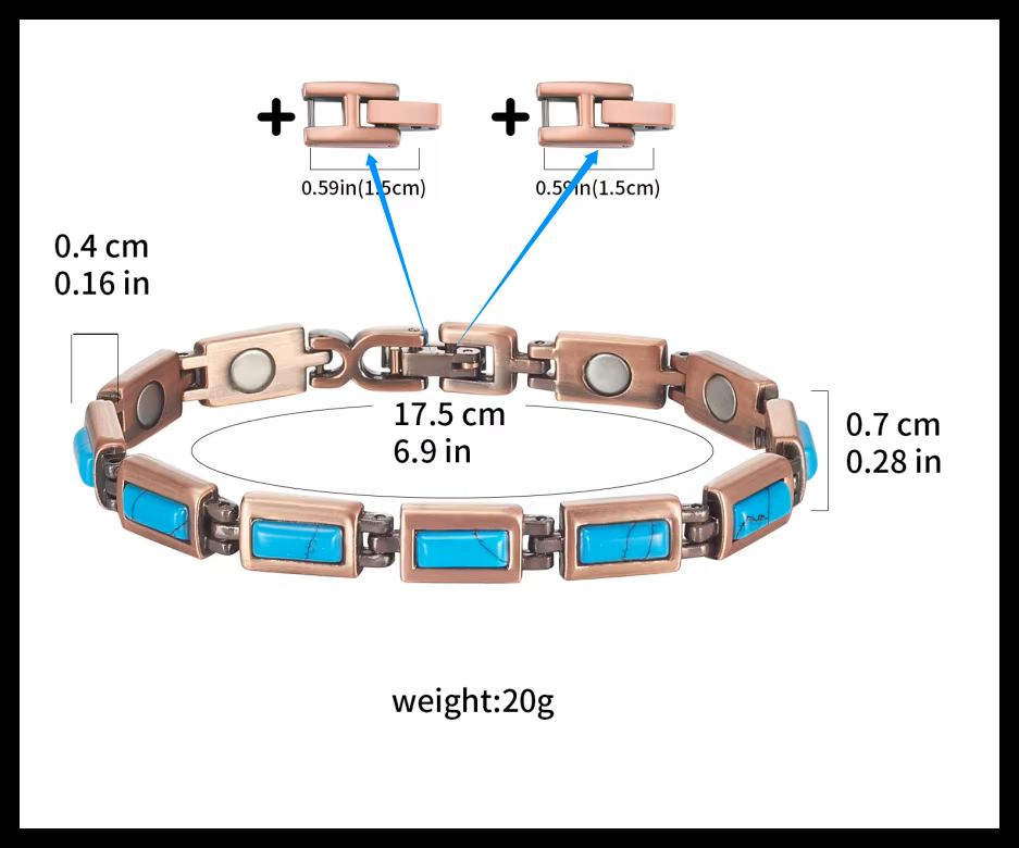 Magnetic Copper Blue Turquoise Bracelet