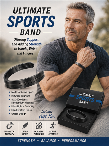 Sports Power Magnetic Therapy Bracelet - Black Blue Strip