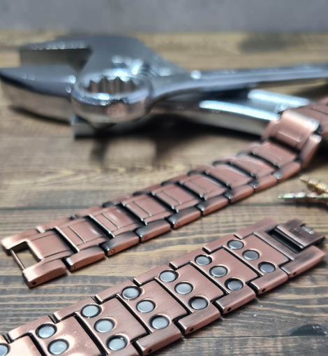 Mens Copper Magnet Therapeutic Bracelet - Protective Plated plus Link Remove