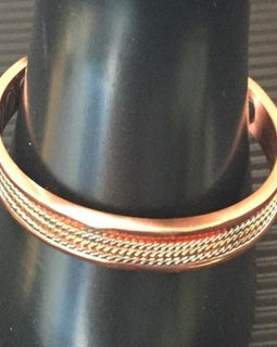 Pure Copper Bracelet Silver Gold Twist Inlay Healing Health  Cuff Adjustable