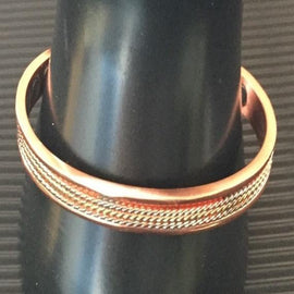 Pure Copper Bracelet Silver Gold Twist Inlay Healing Health  Cuff Adjustable