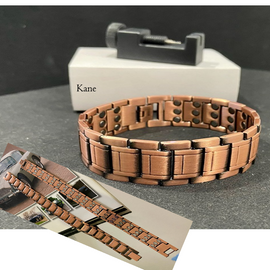 Pure Copper Mans Magnetic Therapy 3 Row Magnets Bracelet with ADJUSTMENT Tool