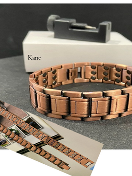 Pure Copper Mans Magnetic Therapy 3 Row Magnets Bracelet with ADJUSTMENT Tool