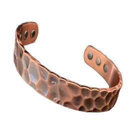 Hammered Pure Copper Magnetic Therapy Cuff Bracelet 6 Magnets Pain relief