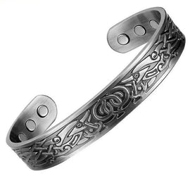 Mens Silver Copper Cuff Bracelet - 6 Magnets