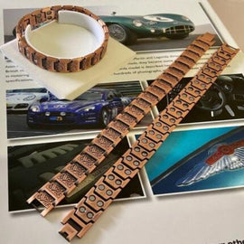 Copper 99% Black Plated Magnetic Bracelet - Double Row 3000 Gauss Magnets